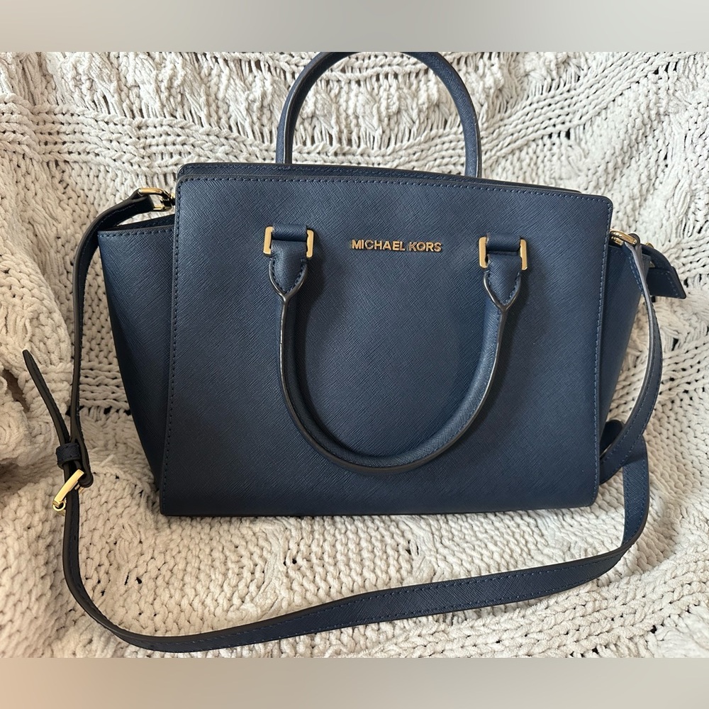 Navy blue Michael Kors satchel bag